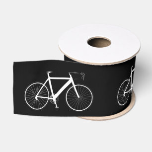 Gros-grain Bicyclette blanche sur ruban satiné noir