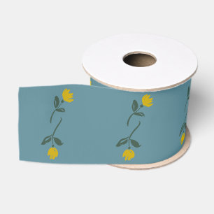 Gros-grain Bleu Français + Ruban Floral Jaune