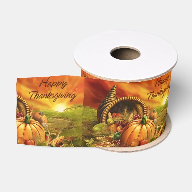 Gros-grain Bon thanksgiving 2 3" au loin ruban (Bobine)