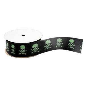 Gros-grain Boule de ruban noir crâne vert