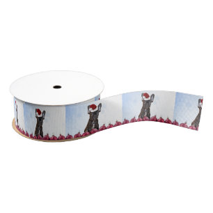 Gros-grain Bouledogue français de Noël 1,5" ruban de