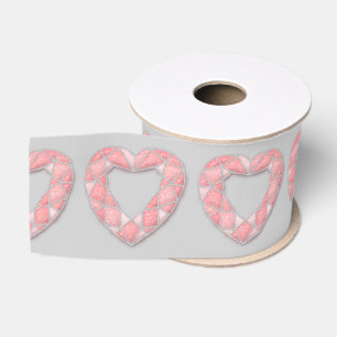 Gros-grain cœur de diamant rose - ruban