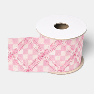 Gros-grain COUVERTURE À CARREAUX ROSE VÉRIFIE Ruban Grosgrain