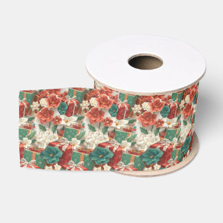 Gros-grain Élégant ruban de Noël - Design avec cadeaux