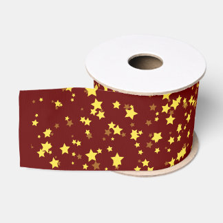 Gros-grain Étoiles rouge foncé or Noël Satin ruban