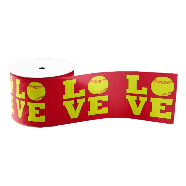 Gros-grain Fastpitch Softball Love Wrapping Ruban (Bobine)