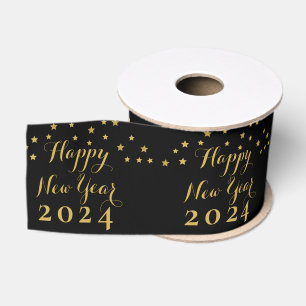 Gros-grain Golden Stars - Bonne année 2024 Satin Ruban