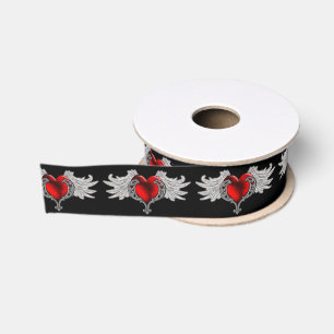 Gros-grain Goth Heart avec Angel Wings Ruban