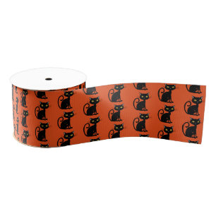 Gros-grain Halloween Grosgrain Ruban noir Chat