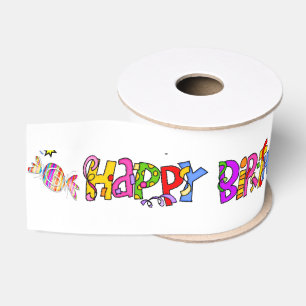 Gros-grain Joyeux ruban d'anniversaire, amis Famille Surprise