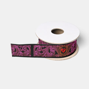 Gros-grain Ornement Goth Purple Avec Ruban Coeur