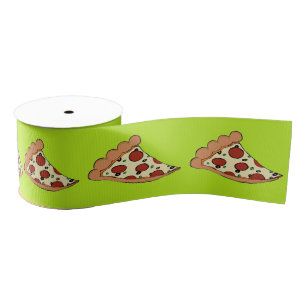 Gros-grain Pizza vert citron tranches carrelé ruban