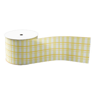 Gros-grain Plaid jaune et blanc ensoleillé 3" ruban de