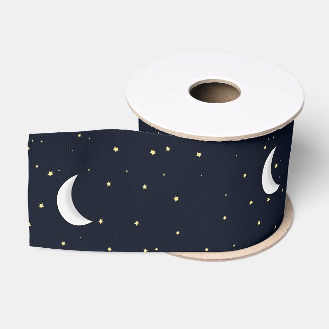 Gros-grain Ruban 3ins - Star's & Moon (Bobine)