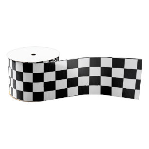 Gros-grain Ruban à carreaux noir et blanc de course 