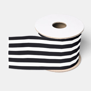 Gros-grain Ruban À Graine Chic 3" Noir Et Blanc Gratté