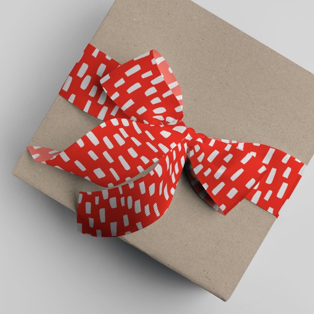 Gros-grain Ruban à grains de graisse rouge cerise (Bright red dashing dots ribbon.)