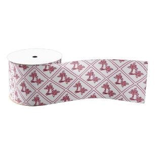 Gros-grain Ruban à motif floral rouge