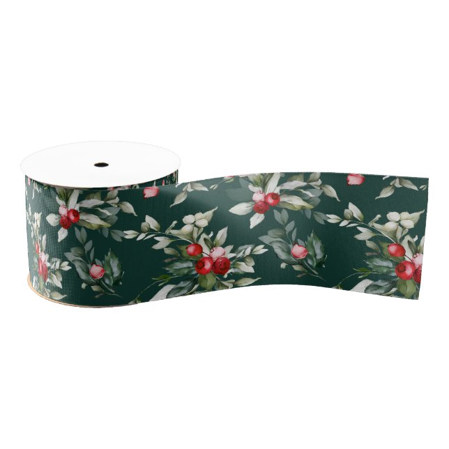 Gros-grain Ruban avec branches et baies (Bobine)