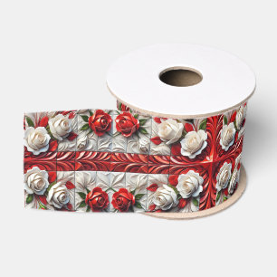 Gros-grain Ruban avec design Rose anglais
