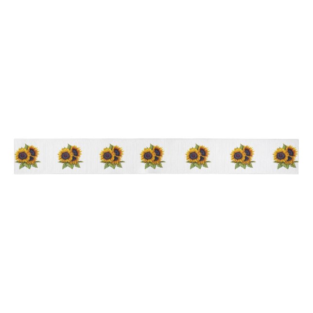 Gros-grain Ruban blanc de style de tournesol (Devant)