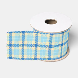 Gros-grain Ruban bleu marine et carbone bleu Tartan