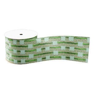 Gros-grain ruban bleu vert fleur