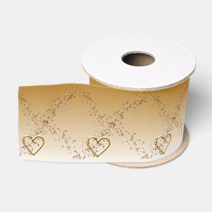 Gros-grain Ruban Coeurs d'or de la Saint-Valentin