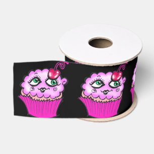 Gros-grain Ruban Cupcake Rose Cute (Étroit, Personnalisé)