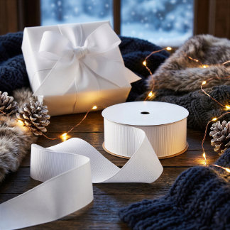 Gros-grain Ruban de Noël blanc enneigé de style nordique