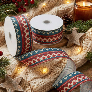 Gros-grain Ruban de vacances à motif Fair Isle scandinave
