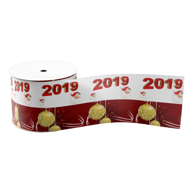 Gros-grain Ruban décoratif de Noël, 2019 (Bobine)