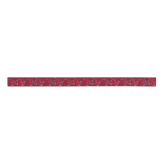 Gros-grain Ruban floral de Wassail rouge profond