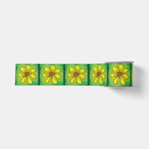 Gros-grain Ruban floral vert et jaune