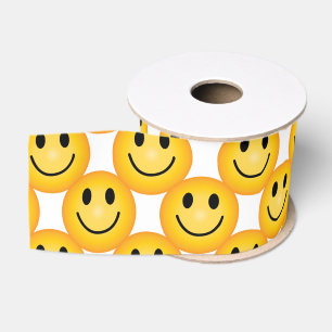 Gros-grain Ruban imprimé Emoji Visage Souriant Heureux