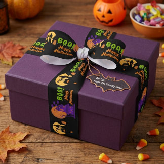 Gros-grain Ruban Joyeux Halloween Maison Hantée