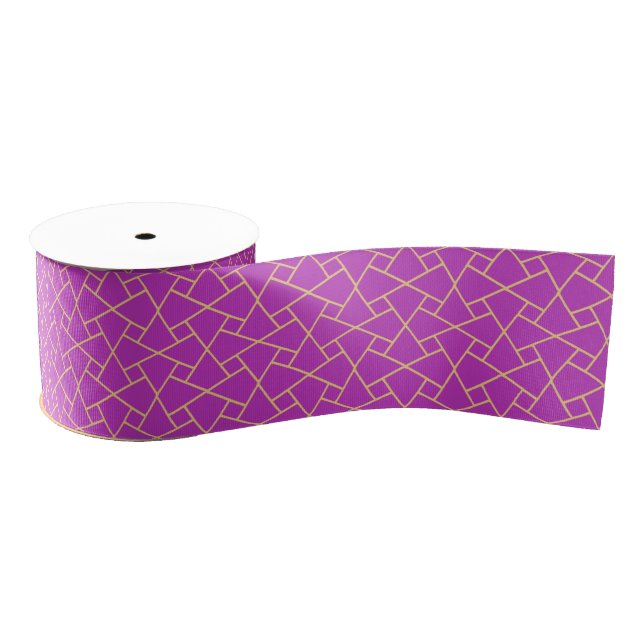 Gros-grain Ruban Motif islamique à effet violet et or (Bobine)