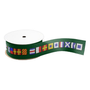 Gros-grain Ruban nautique de Joyeux Noël de drapeaux