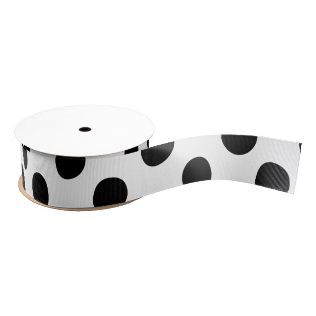 Gros-grain Ruban noir et blanc classique (Bobine)