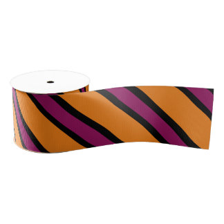 Gros-grain Ruban rayé orange, violet et noir Halloween