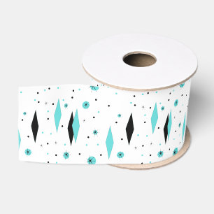 Gros-grain Ruban Retro Turquoise Diamants & Starbursts