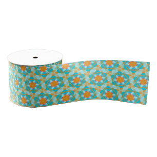 Gros-grain Ruban rose Turquoise Hexagon