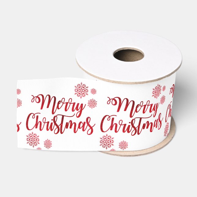 Gros-grain Ruban Rouge Joyeux Noël Satin (Bobine)