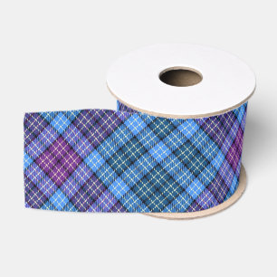 Gros-grain Ruban - Tartan bleu rose violet vert