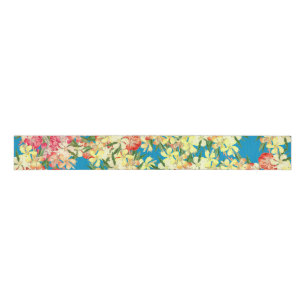 Gros-grain Ruban tropical de fleurs florales d'oléandre