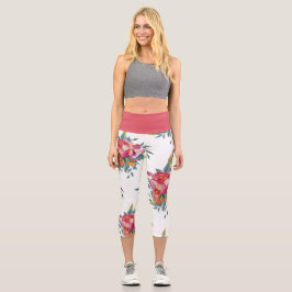 Gros Motif de fleurs en gras Capri Leggings