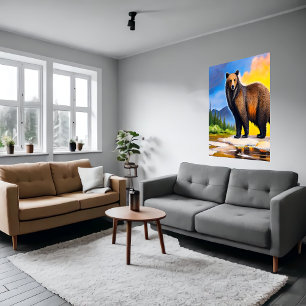 Gros ours dans la forêt   AI Art Poster