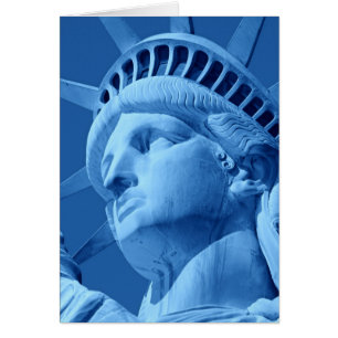 Gros plan Blue Pop Art Statue of Liberty Card
