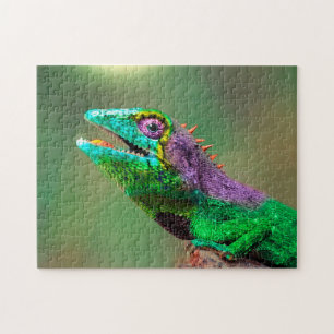 Gros plan de la tête de Chameleon, puzzle