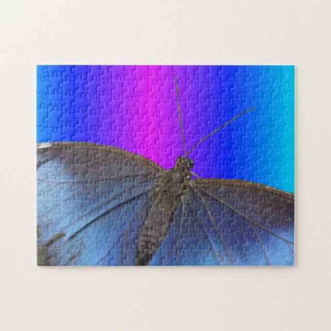 Gros plan Puzzle : Papillon bleu Morpho (Horizontal)
